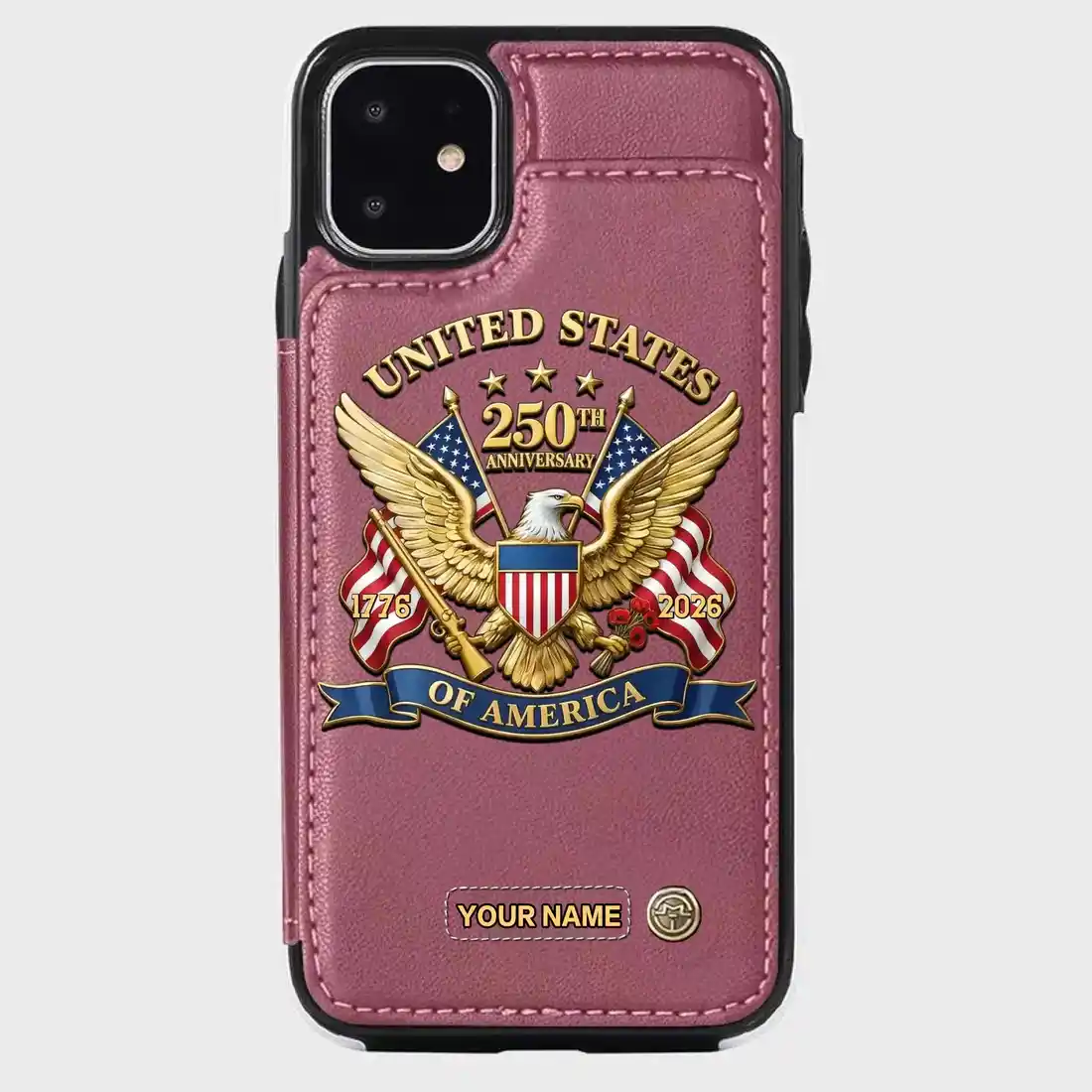 United States 250th Anniversary Custom Wallet Phone Case Personalized Leather Cover